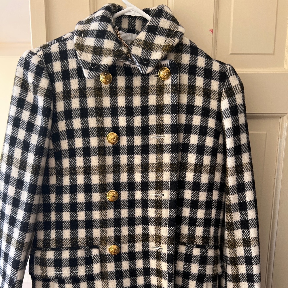 - J.Crew gingham peacoat